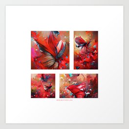 Red Butterflies Art Print