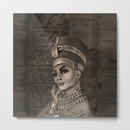 Nefertiti - the Egyptian Queen - sepia Metal Print | Egyptian, Hieroglyphic, Archeology, Pharaon, Painting, Ancient, Cairo, Egyptiannefertiti, Deities, Egyptianroyalty 