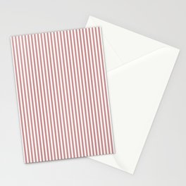 Wine Red and White Micro Vintage English Country Cottage Ticking Stripe Stationery Card