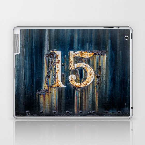 Number 15 Rusted Number on Locomotive Tinder Railroad # Rusty Laptop & iPad Skin