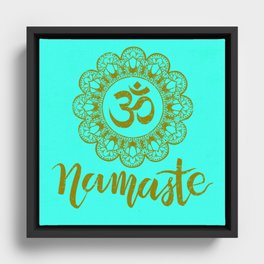 Namaste Mandala AUM - Aquagold Framed Canvas