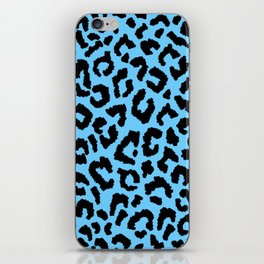 2000s leopard_black on blue iPhone Skin