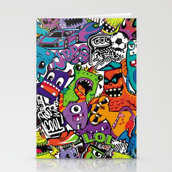 Abstract seamless comics monsters. Cartoon mutant repeated pattern Stationery Cards