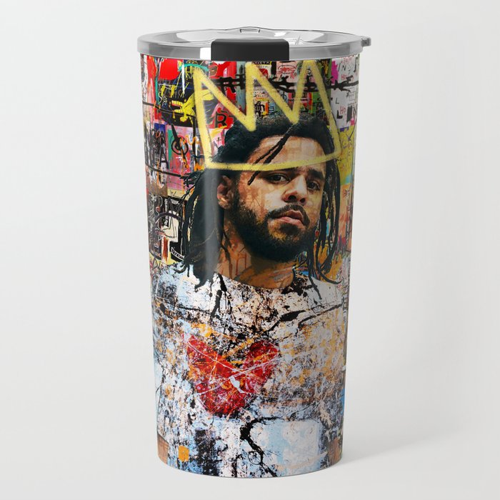 J Cole Portrait Artwork Travel Mug