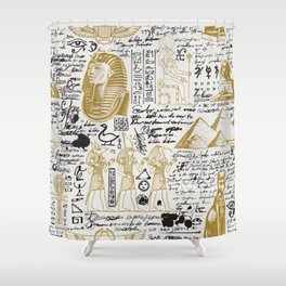 Seamless pattern on the Ancient Egypt theme with unreadable notes Shower Curtain