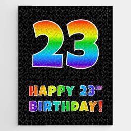 [ Thumbnail: HAPPY 23RD BIRTHDAY - Multicolored Rainbow Spectrum Gradient Jigsaw Puzzle ]