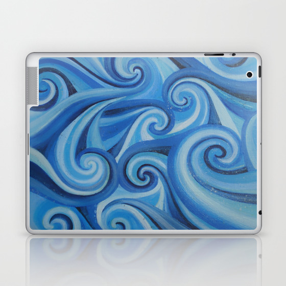 Parting Waves Abstract Ocean Sea Swirls Painting Laptop Ipad