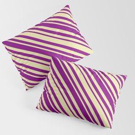 [ Thumbnail: Pale Goldenrod and Purple Colored Lined Pattern Pillow Sham ]