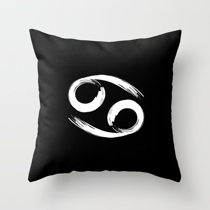 Cancer Zodiac Sign White Symbol Throw Pillow
