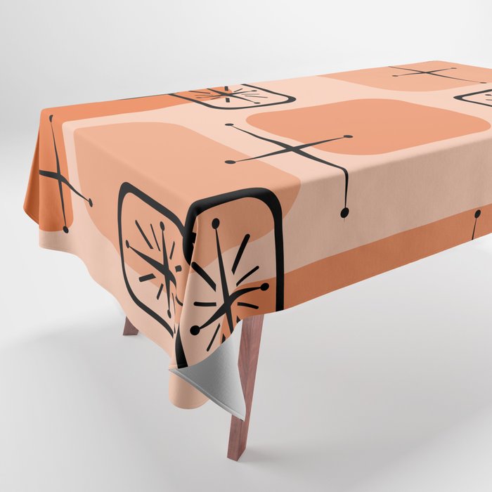 Mid Century Modern Sputnik Cards Orange Tablecloth