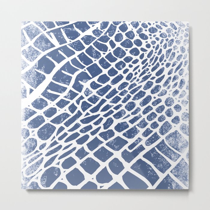 Blue Snakeskin Pattern Metal Print