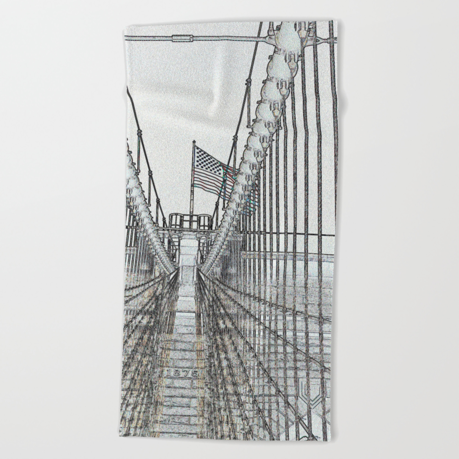 Brooklyn Bridge Cables Abstract Beach Towel By Christianeschulze