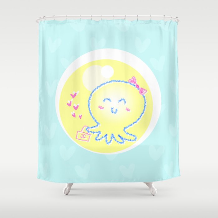 Lady Octopus With A Handbag And Bow On Head Shower Curtain By Lady Octopus With A Handbag And Bow On Head Shower Curtain