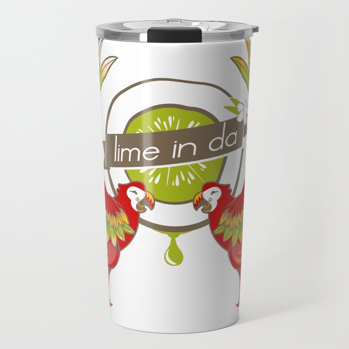 Lime in the coconut and two scarlet macaws. Travel Mug