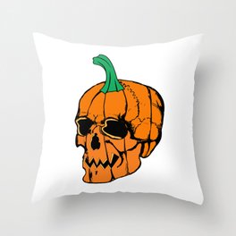 Pumpkin Skull  Throw Pillow