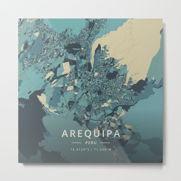 Arequipa, Peru - Cream Blue Metal Print