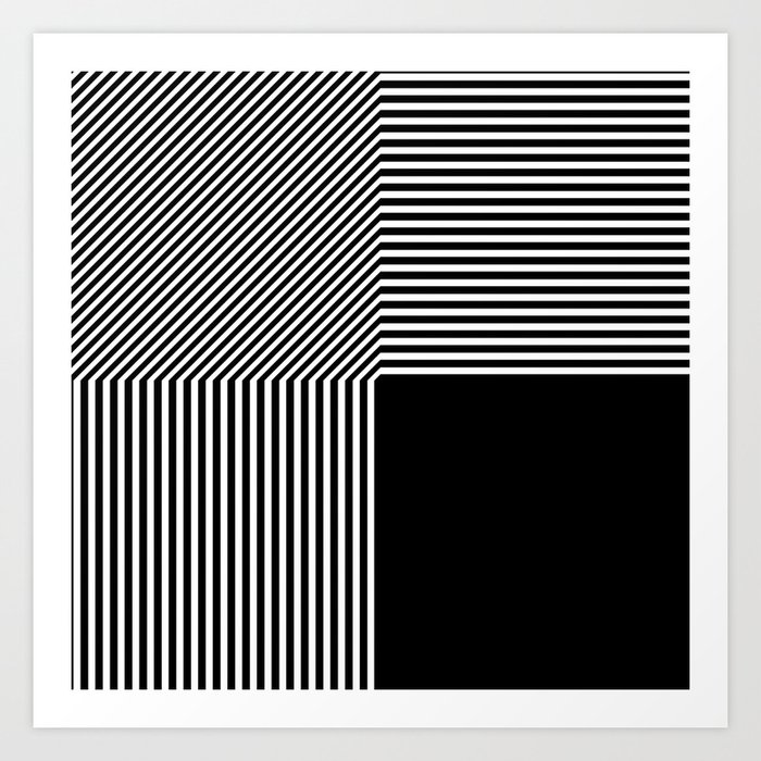 Geometric abstraction, black and white Art Print