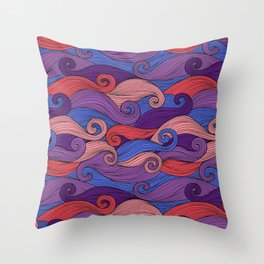 Seamless Colorful Waves Pattern Illustration Throw Pillow