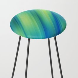 Blue, Green, Yellow abstract Glitch Design  Counter Stool