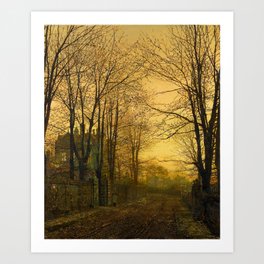 John Atkinson Grimshaw - October Afterglow  - Victorian Retro Vintage Painting Art Print