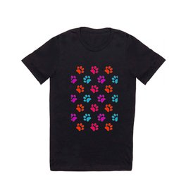 Colorful Puppy Paw Print T Shirt