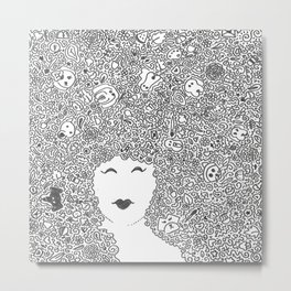 Chaos Curly Head Metal Print | Duck, Doodles, Squiggles, Ideas, Zodiac, Drawing, Lips, Coffee, Chaos, Heart 