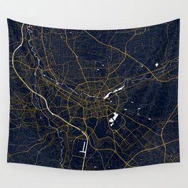 Nuremberg City Map Germany - Gold Art Deco Wall Tapestry