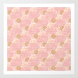 Blush and gold camouflage Art Print