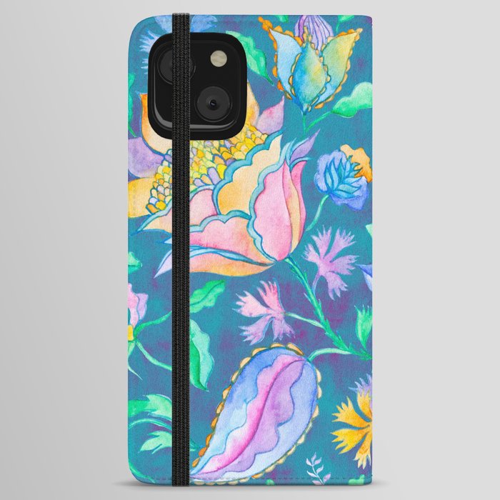 Beautiful Exotic Paisley Summer Floral iPhone Wallet Case