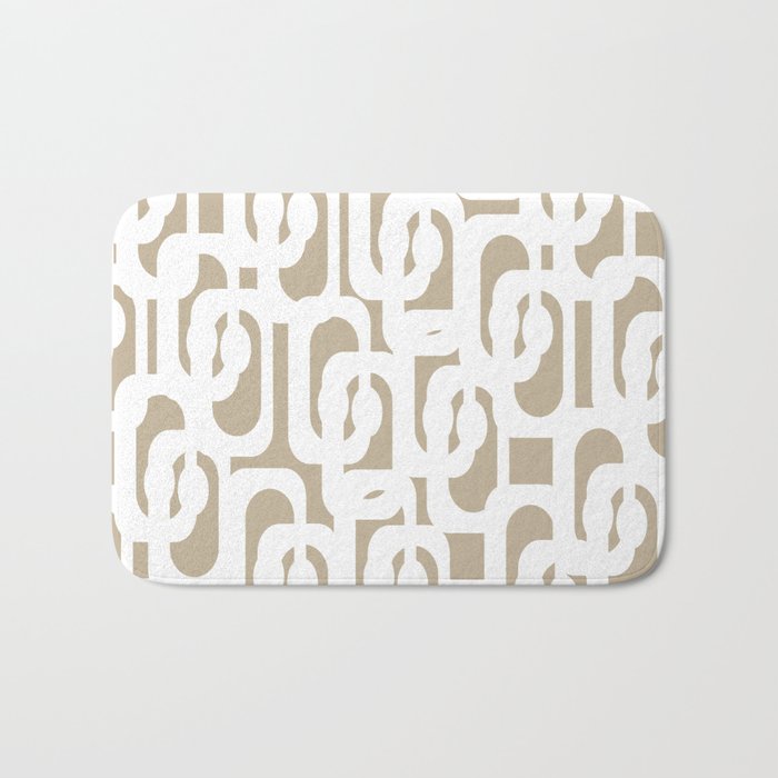 Mid Century Modern Loop Pattern in White and Flax Bath Mat