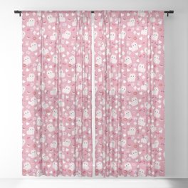 Valentines Kawaii Llama Sheer Curtain