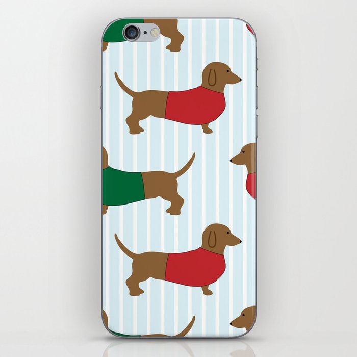 Dachsunds on Stripes iPhone Skin
