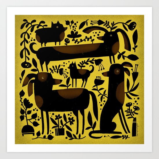 GARDEN DOGS Art Print