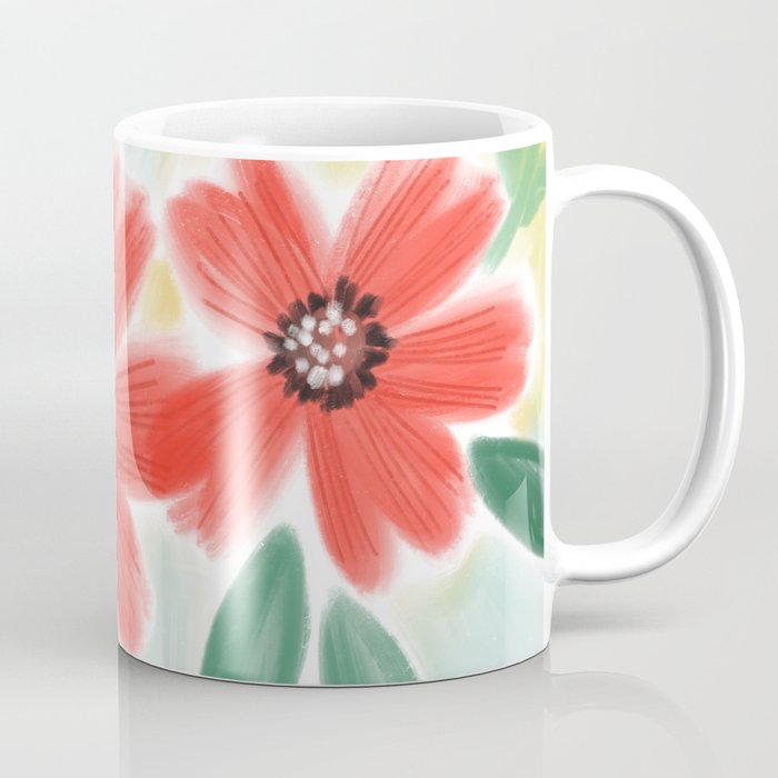 Poppy Red Floral Coffee Mug