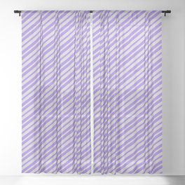 [ Thumbnail: Light Grey & Purple Colored Lined Pattern Sheer Curtain ]