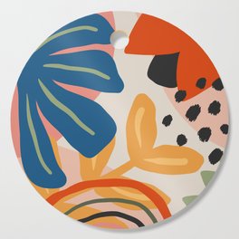 Flower Market Madrid, Abstract Retro Floral Print Cutting Board