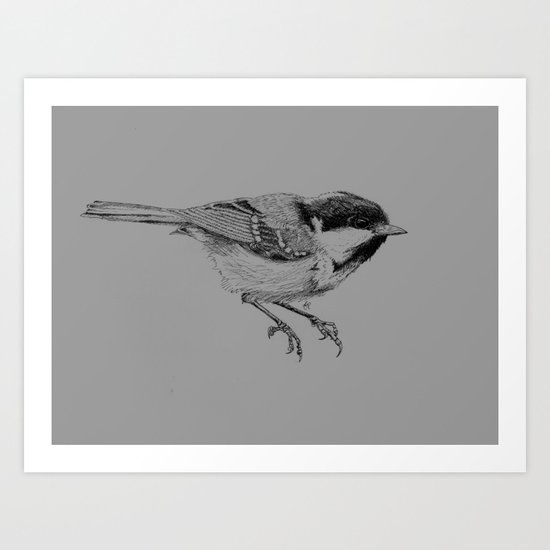 Coal Tit on Grey Art Print