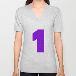 1 (Violet & White Number) V Neck T Shirt