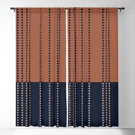 Spotted Stripes, Terracotta and Navy Blue Blackout Curtain