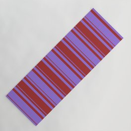 [ Thumbnail: Purple and Brown Colored Lines Pattern Yoga Mat ]