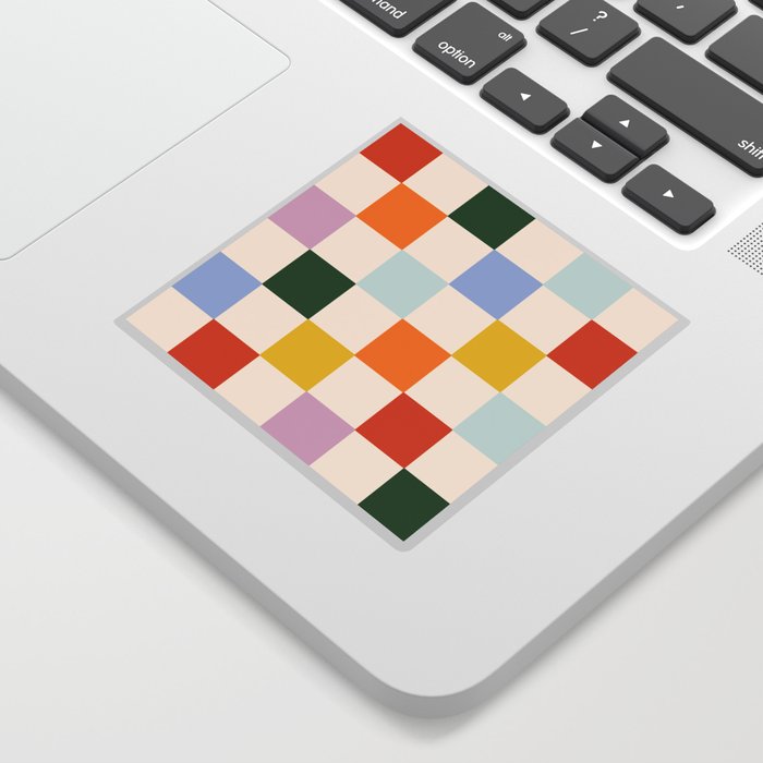 Retro Rainbow Checkerboard  Sticker