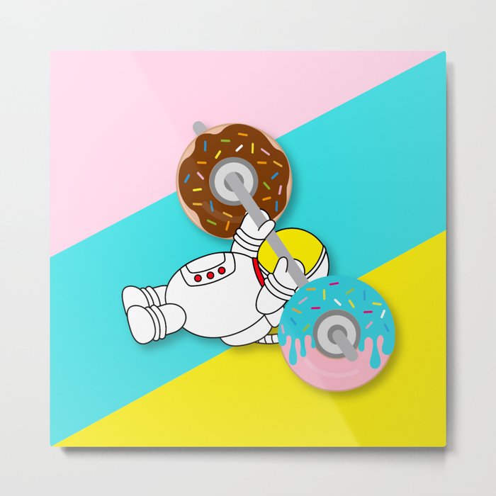 Astro Donut Dumbbell | Astronaut | Cosmonaut | pulps of wood Metal Print