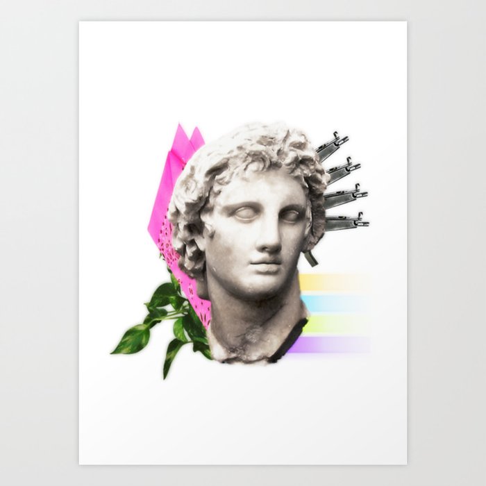 Vaporwave Roman Bust Art Print
