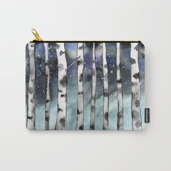 Birch Shadows In Winter Carry-All Pouch