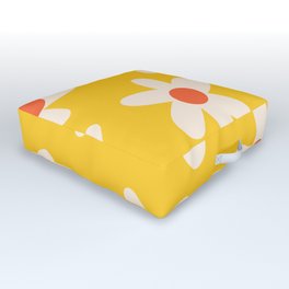 Happy Golden Daisies | Yellow Daisies | Summer Flowers Outdoor Floor Cushion