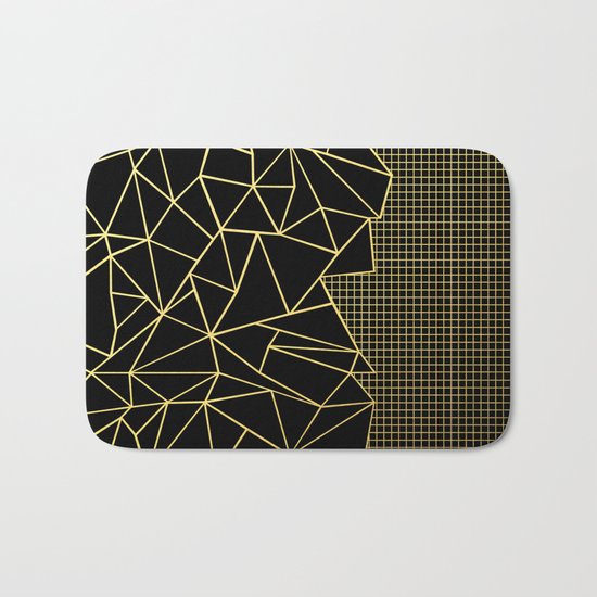 Ab Outline Grid Black and Gold Bath Mat