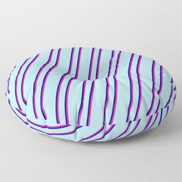 [ Thumbnail: Powder Blue, Dark Blue, and Deep Pink Colored Stripes/Lines Pattern Floor Pillow ]