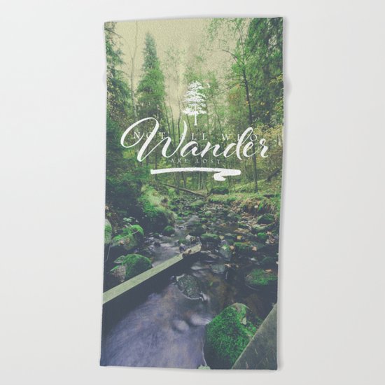 Mountain of solitude - text version Beach Towel