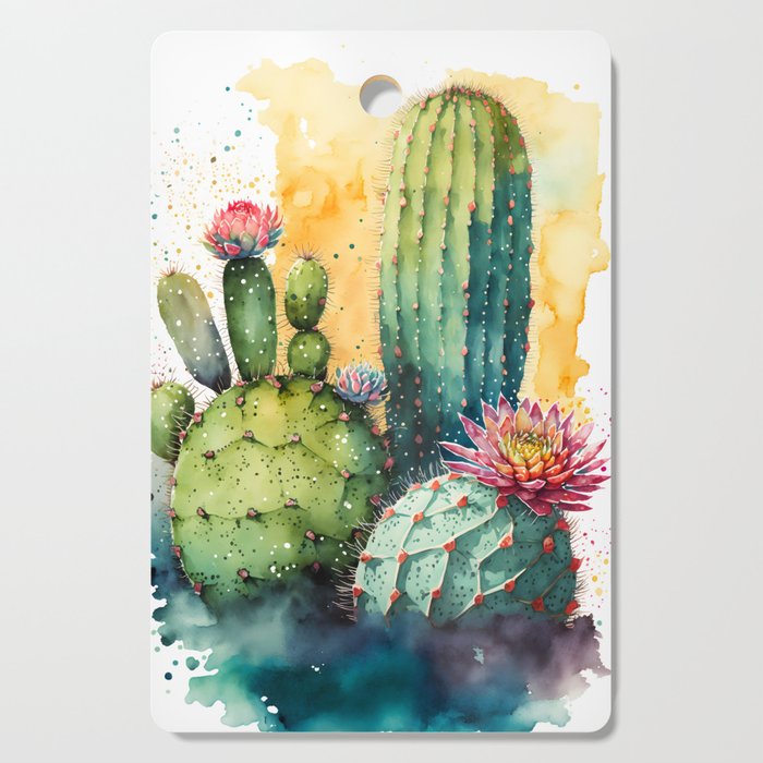 Cactus Watercolor Cutting Board