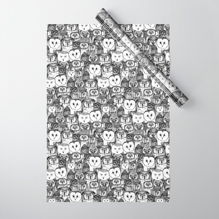 just owls black white Wrapping Paper